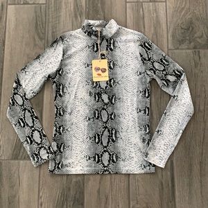 Everybody talks snake print mock neck long sleeve